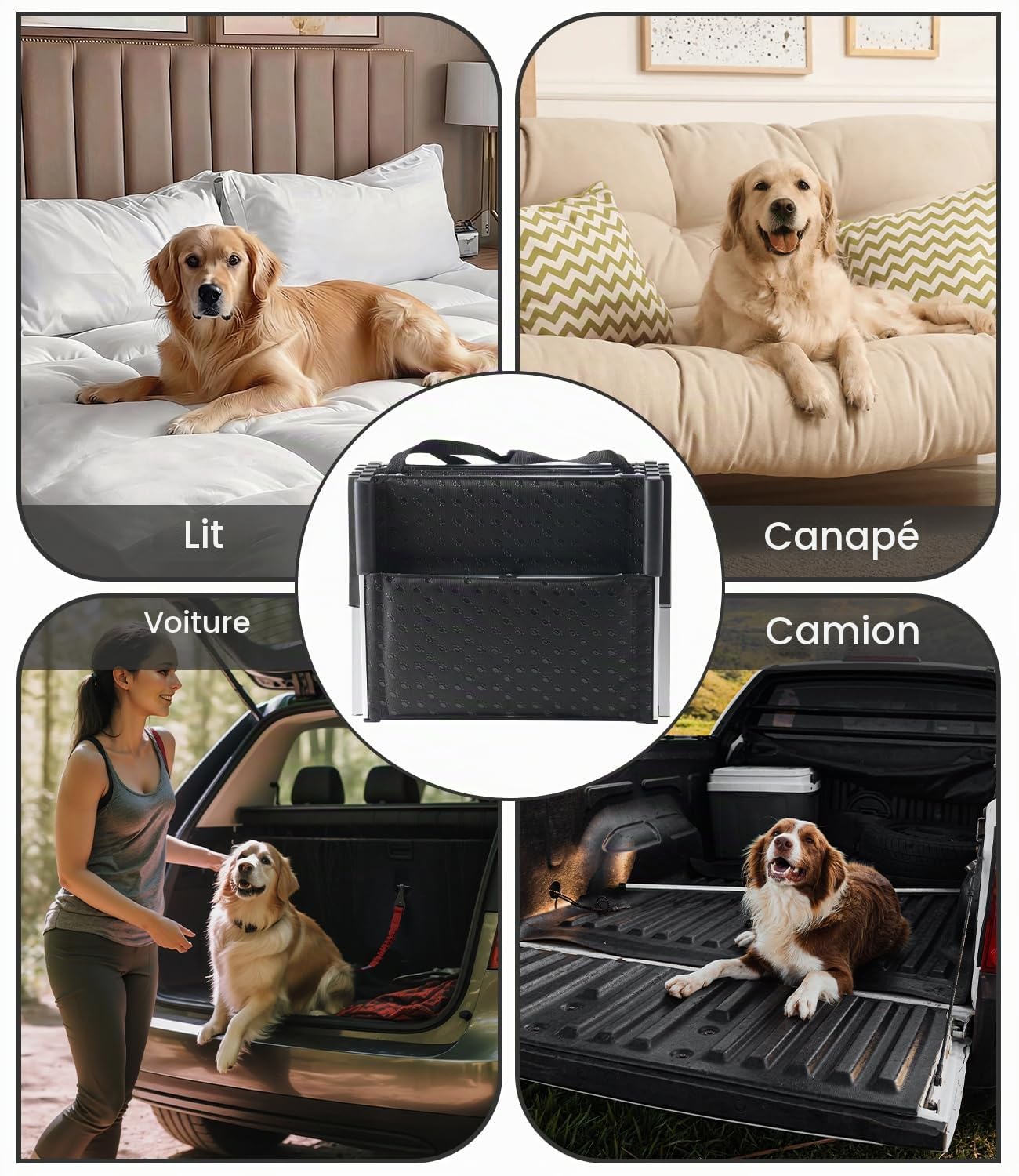Escalier pour Chien, Rampe pour Chien avec Surface Antidérapante, Jusqu’à 80kg, Escalier Chiens pour Voiture 5 Marches pour Berlines, SUV, Camions