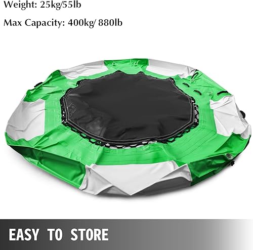 Miniatura 5 de Happybuy Inflatable Water Trampoline, Round Inflatable Water Bouncer with Escalator, Water Trampoline in Blue and White for Water Sports.