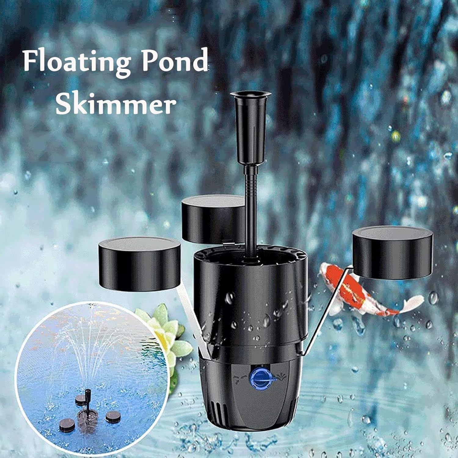 Skimmer automatico galleggiante per piscina, rimozione efficiente dei detriti per laghetti e giardini, facile installazione per piccole e grandi caratteristiche dell'acqua