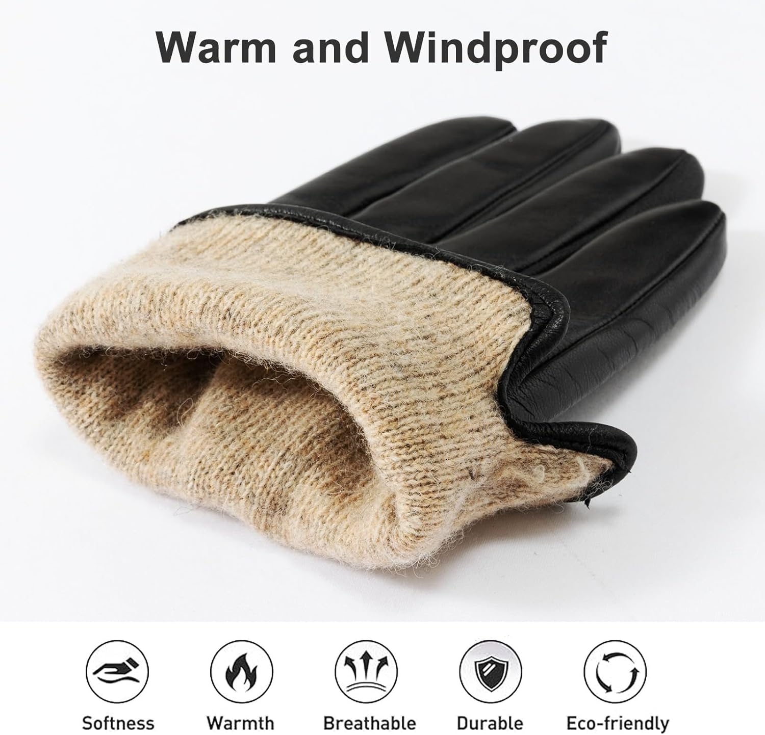 Men's Soft Sheepskin Leather Gloves with Touchscreen Functionality, Warm Lining Gloves, Not Bulky for Cold Winter Use - Image 2