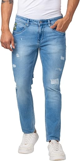 Spykar Men's Kano Slim Fit Mid-Rise Jeans (Ankle Length)