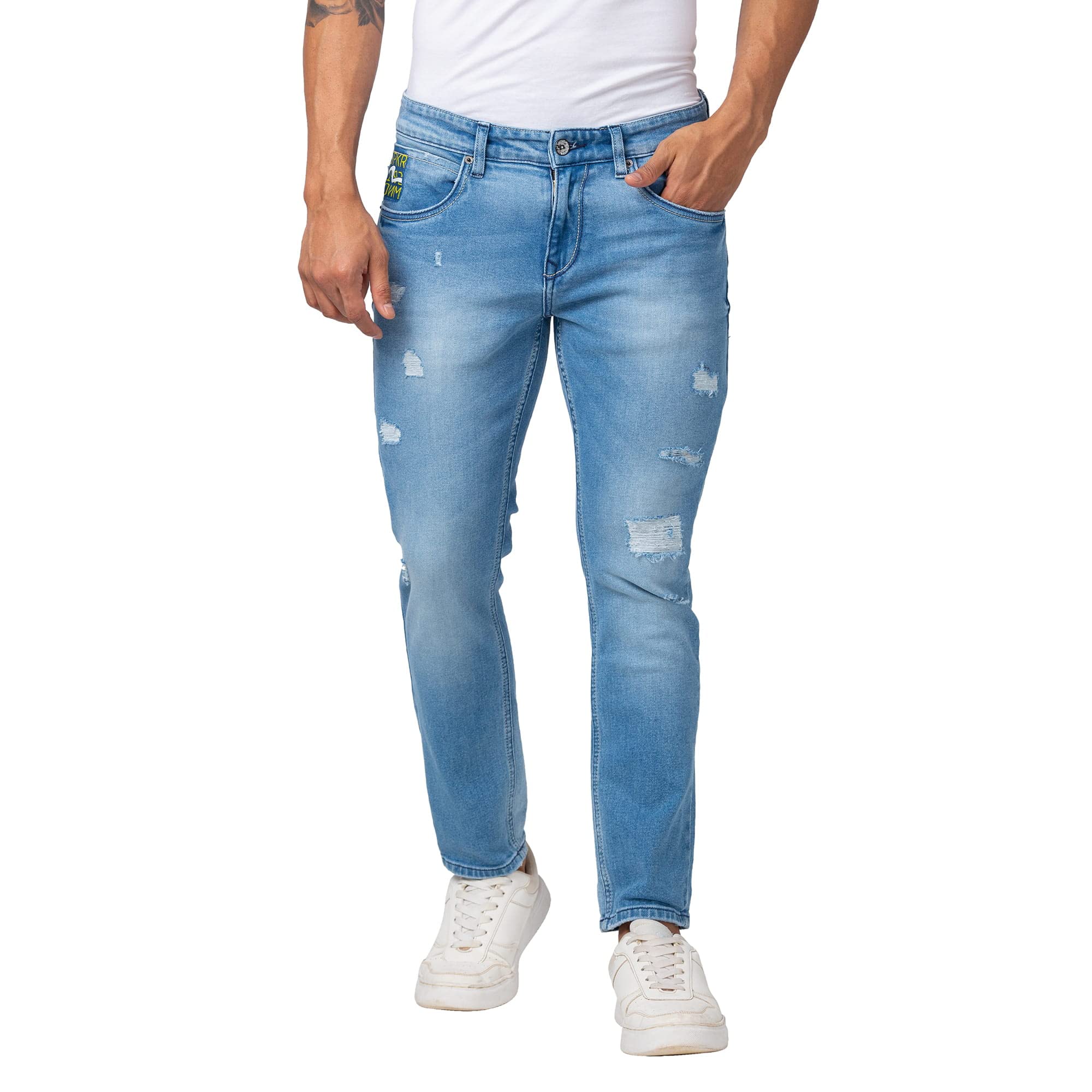spykar Men Light Blue Cotton Slim Fit Tapered Length Jeans (Kano)-picture-12