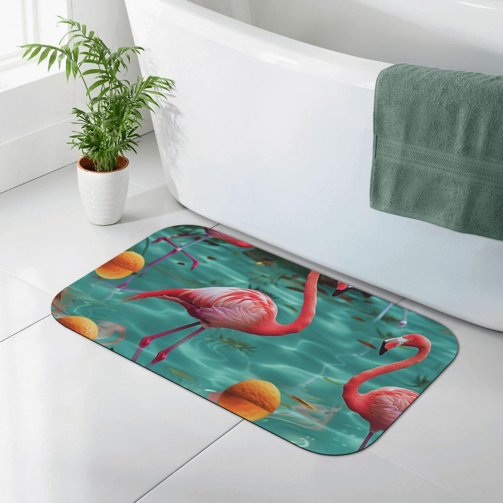 Tapis de salle de bain flamant rose en diatomée pour sortie de douche