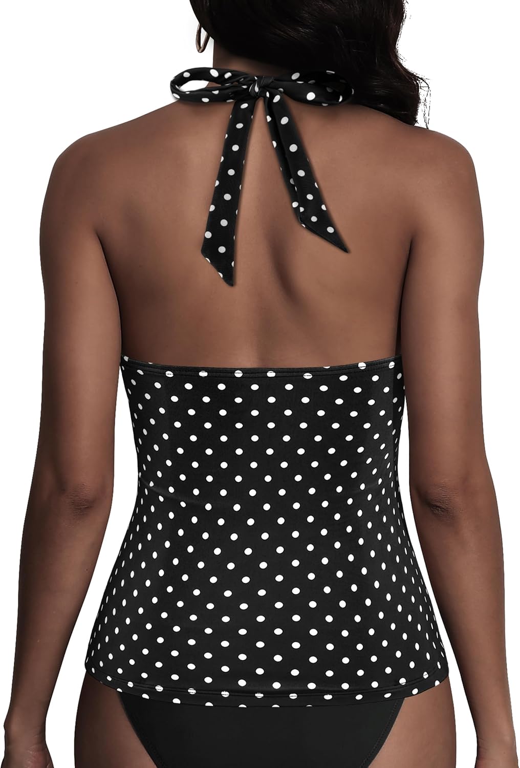 Hilor Women's Underwire Tankini Tops Ruched Tummy Control Bathing Suit Tops Plunge Halter V Neck Swimsuit Twist Swim Top Only
