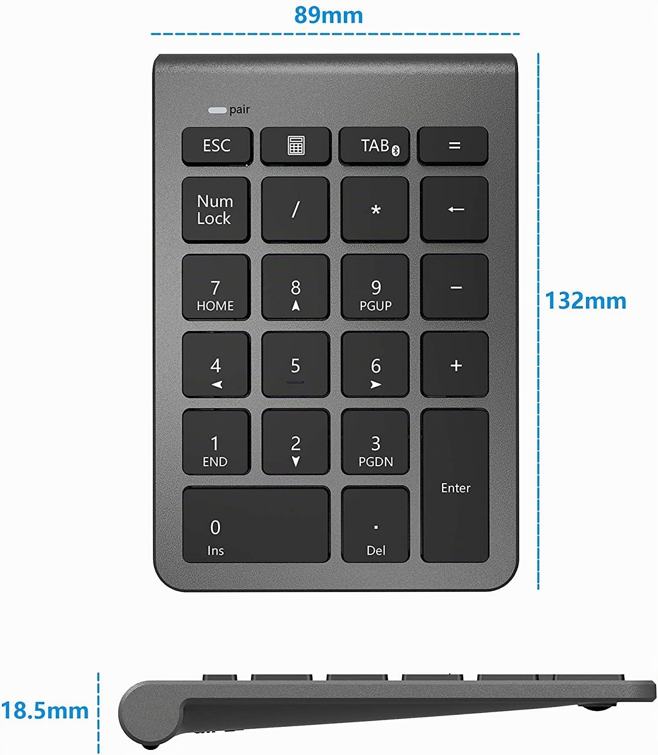 【Version Améliorée】 Pavé Numérique Bluetooth, Clavier Numérique Externe sans Fil Portable à 22 Touches pour Ordinateur Portable, Tablette, PC, Ordinateur de Bureau et Plus