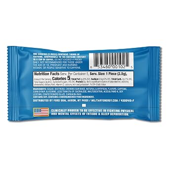 MEG (Military Energy Gum) - Spearmint & Arctic Mint Bundle | Enhance Physical Performance -100mg of Caffeine Per Piece, Boost for Workouts, Alternative to Caffeinated Drinks | Pack of 18