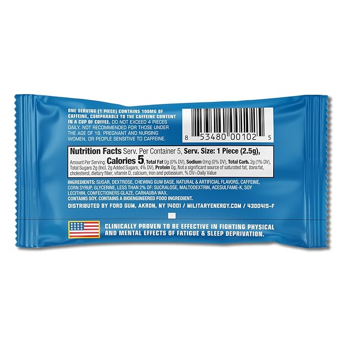 MEG (Military Energy Gum) - Arctic Mint - Chicle - Pack de 18 unidades miniatura 4