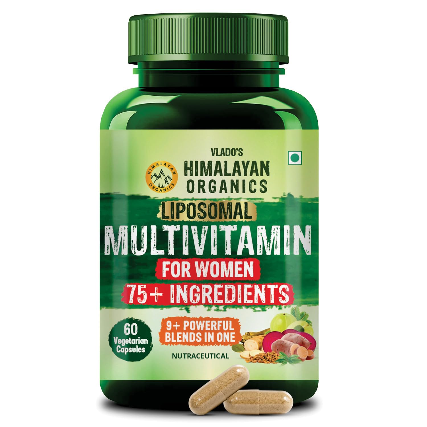 Vlado's Himalayan Organics Whole Food Multivitamin For Women With Vitamin B1, B2, B3, B5, B6, B7, B9, B12, C, D, E, Calcium, Magnesium, Zinc | Smooth Digestion | Good For Brain & Bone Health | Boost Energy - 60 Veg Capsules-image-41
