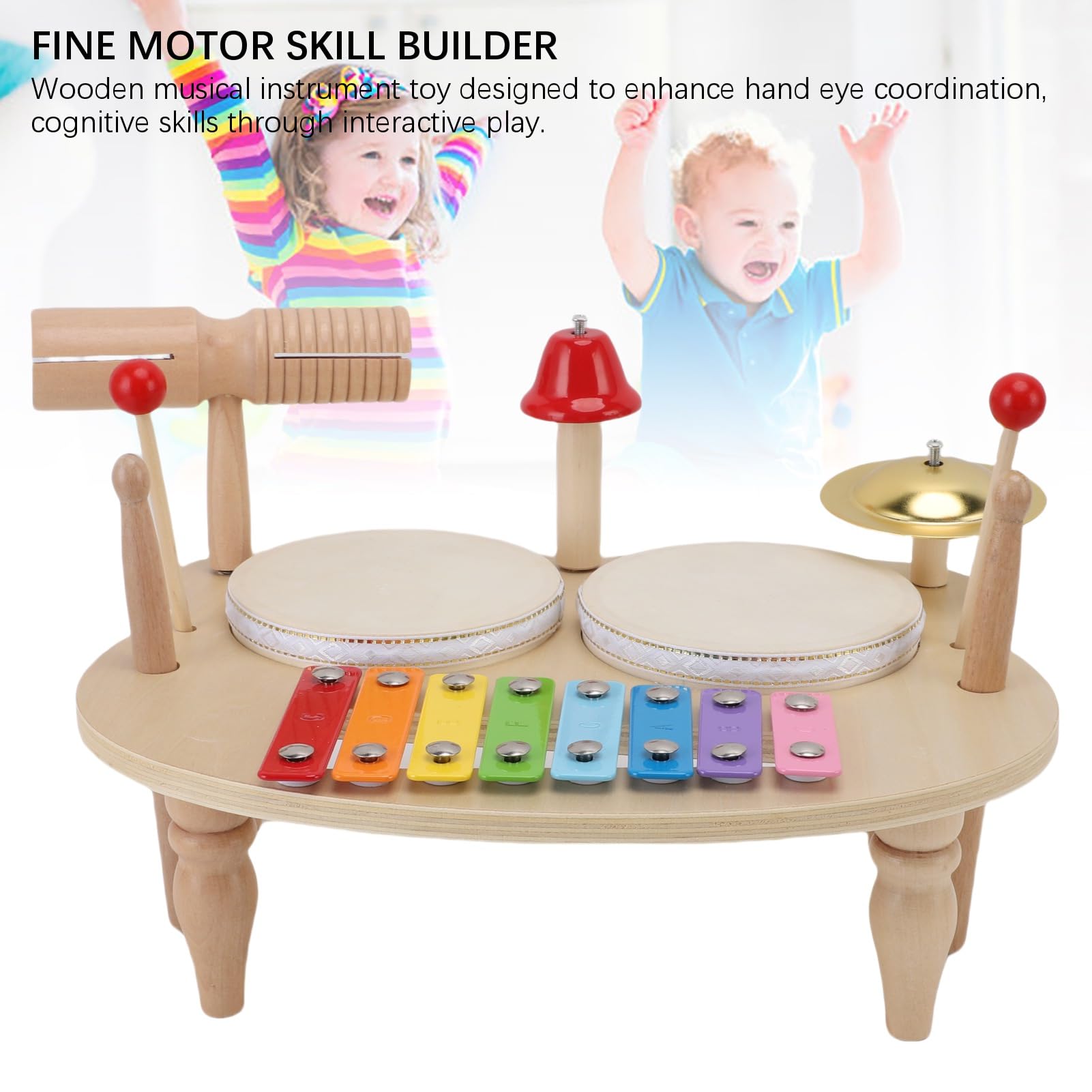 Muzyka Percussion Toy, Edukacyjny Zestaw Bębnów dla Dzieci dla Chłopców Wczesna Edukacja i Budowanie Umiejętności