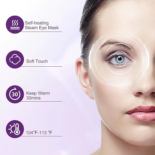 Miniatura 6 de XPCARE Paquete de 32 máscaras de ojos de vapor para ojos secos, máscara de ojos cálida para dormir, máscara de ojos calentada desechable de lavanda