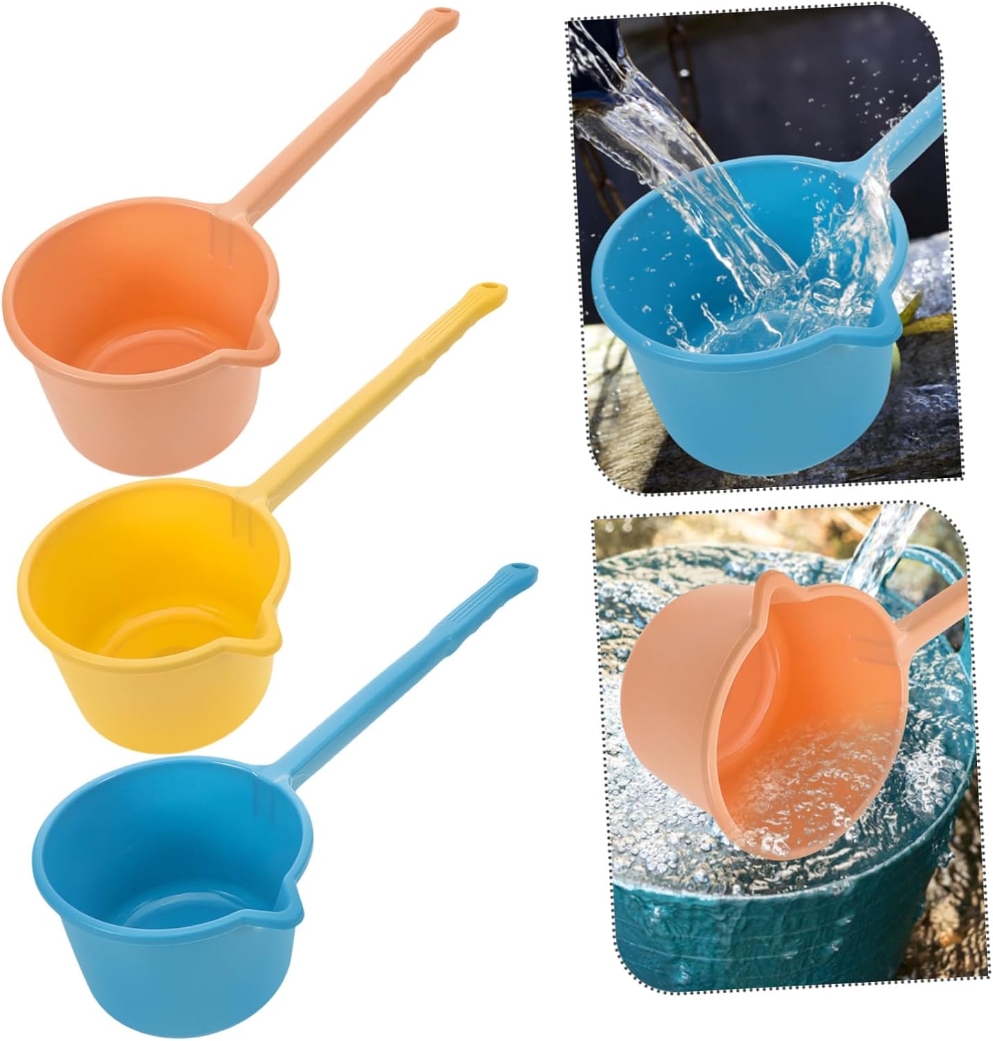 Elegant Water Ladle Spoon Long Handle One-handed Dipper for Spa Bath and Kitchen Use