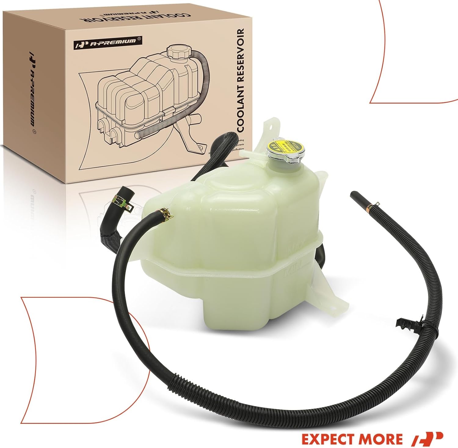 A-Premium Engine Coolant Overflow Recovery Expansion Tank with Cap Compatible with Nissan Frontier 2005-2007 2.5L 4.0L, Pathfinder 2005-2007 4.0L, Xterra 2005-2007 4.0L, Replace for# 21710EA000