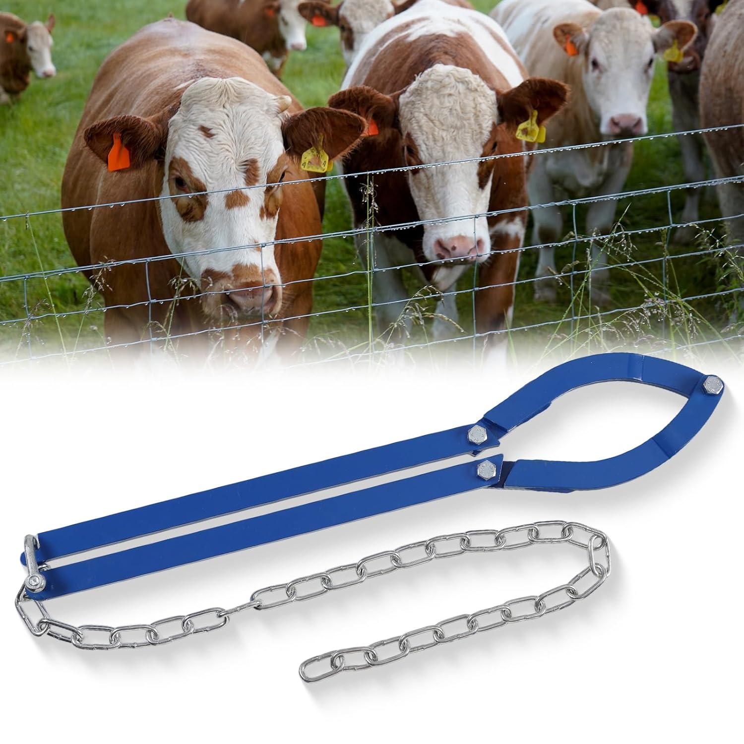 Fence Wire Fixer, Heavy Duty Fence Stretcher Tool for Horse Fence, Barb Wire Fencing, Wire Tightener Fence Repair Tool for Farm Ranch & Garden (Blue)