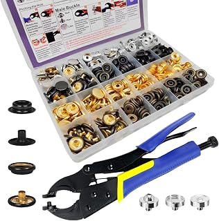 SUNOR 100 Sets Snap Buttons,Heavy Duty Snap Fasteners Kit 15mm Metal Snaps Canvas Snaps,Press Stud for Clothing Leather Boat Cover Fabric