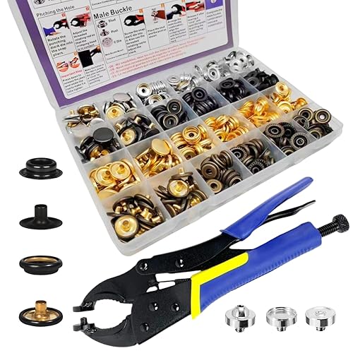 SUNOR 100 Sets Snap Buttons,Heavy Duty Snap Fasteners Kit 15mm