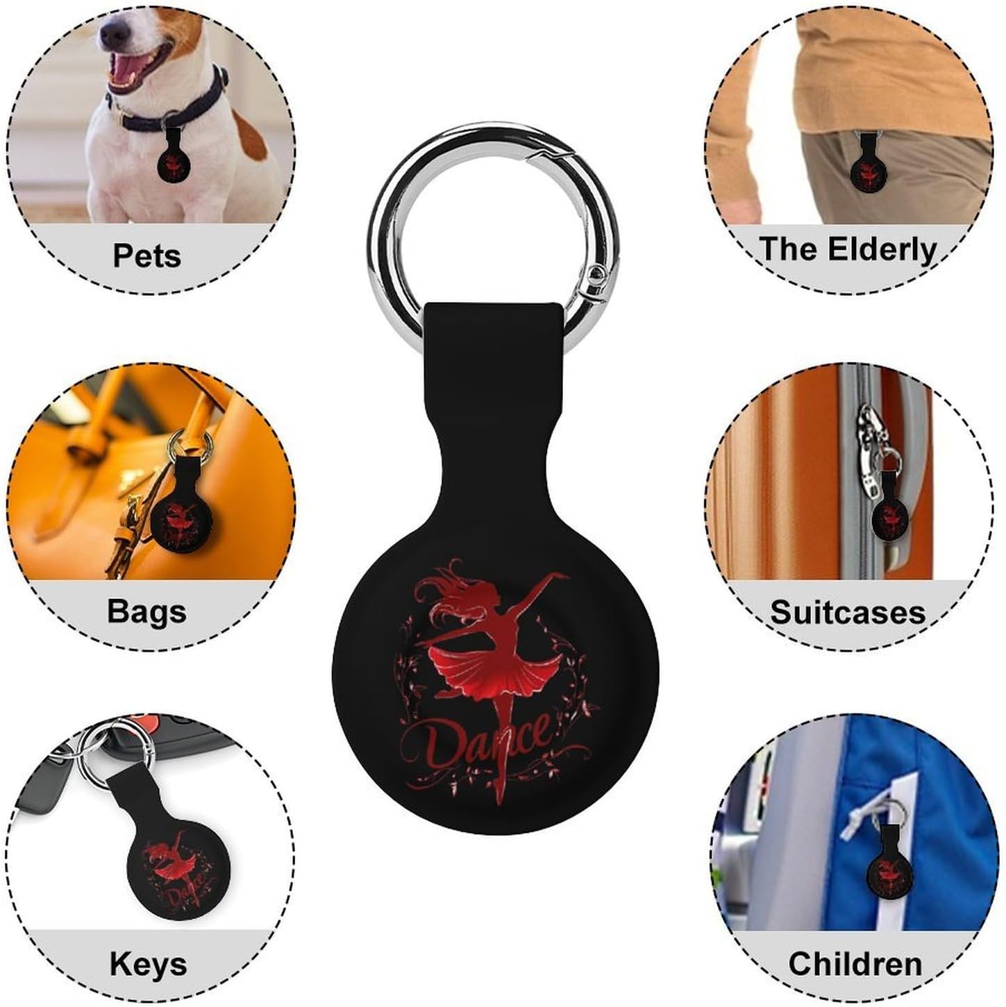 Funny Dancer Dancing Protective Case Compatible with AirTag Silicone Key Finder for Bags Pets image 3