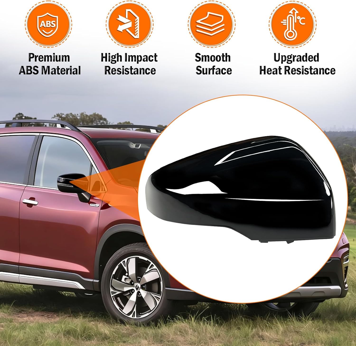 Yumzeco 1PC Compatible with Subaru Mirror Cover Forester 2019-2023/Crosstrek 2018-2023, Passenger Side Subaru Forester Mirror Cap W/Light Clip-on Replacement Replace for 91059FL020-Right Glossy Black