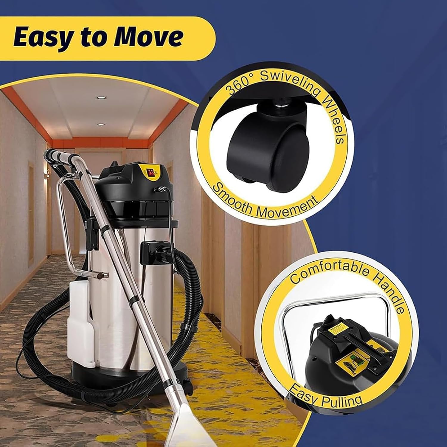 Commercial Carpet Cleaning Machine, 3-in-1 Multi-Purpose Wet Dry Carpet Cleaner Machine, Dual Water Tanks, Ideal for Hotels Offices Auto Detailing Floor Sofa Curtains Deep Cleaning(20L)