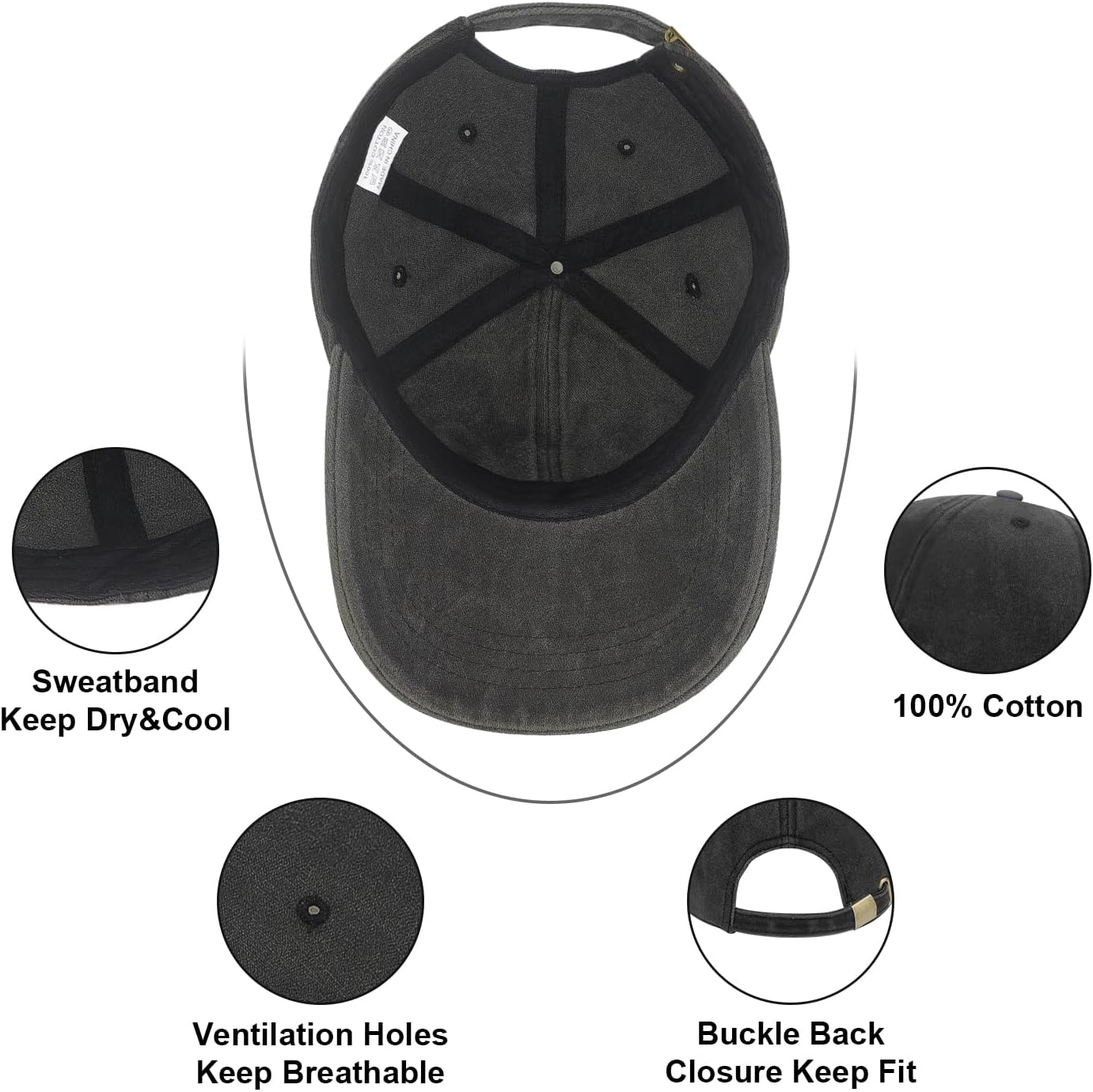 Funny Gifts for Men Women, Funny Hats Embroidered Adjustable Cotton Baseball Cap Black