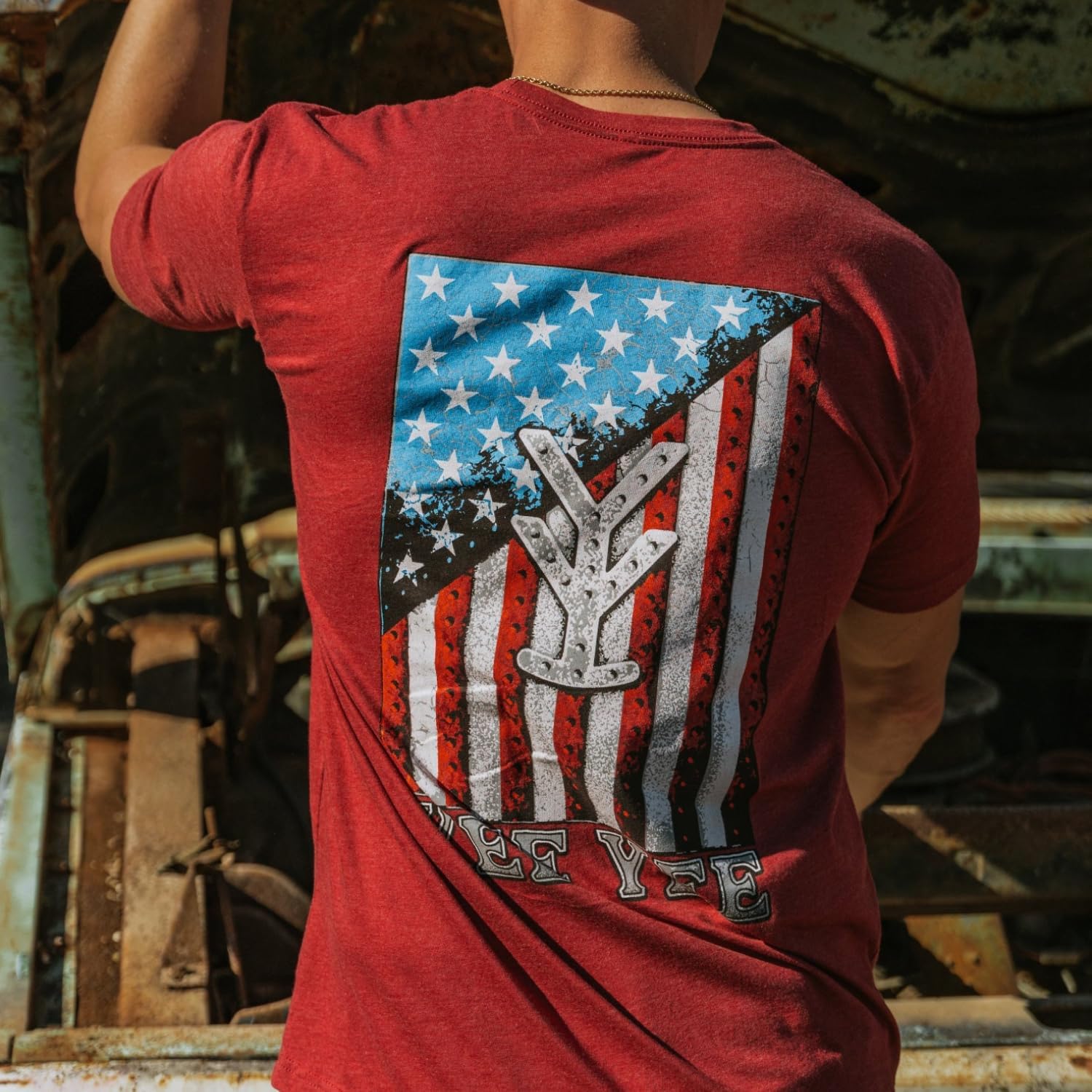Yee Yee Apparel Flag Graphic Tee Shirt – Men’s Graphic Tees and Short Sleeve Shirts with American Flag Design - Image 2