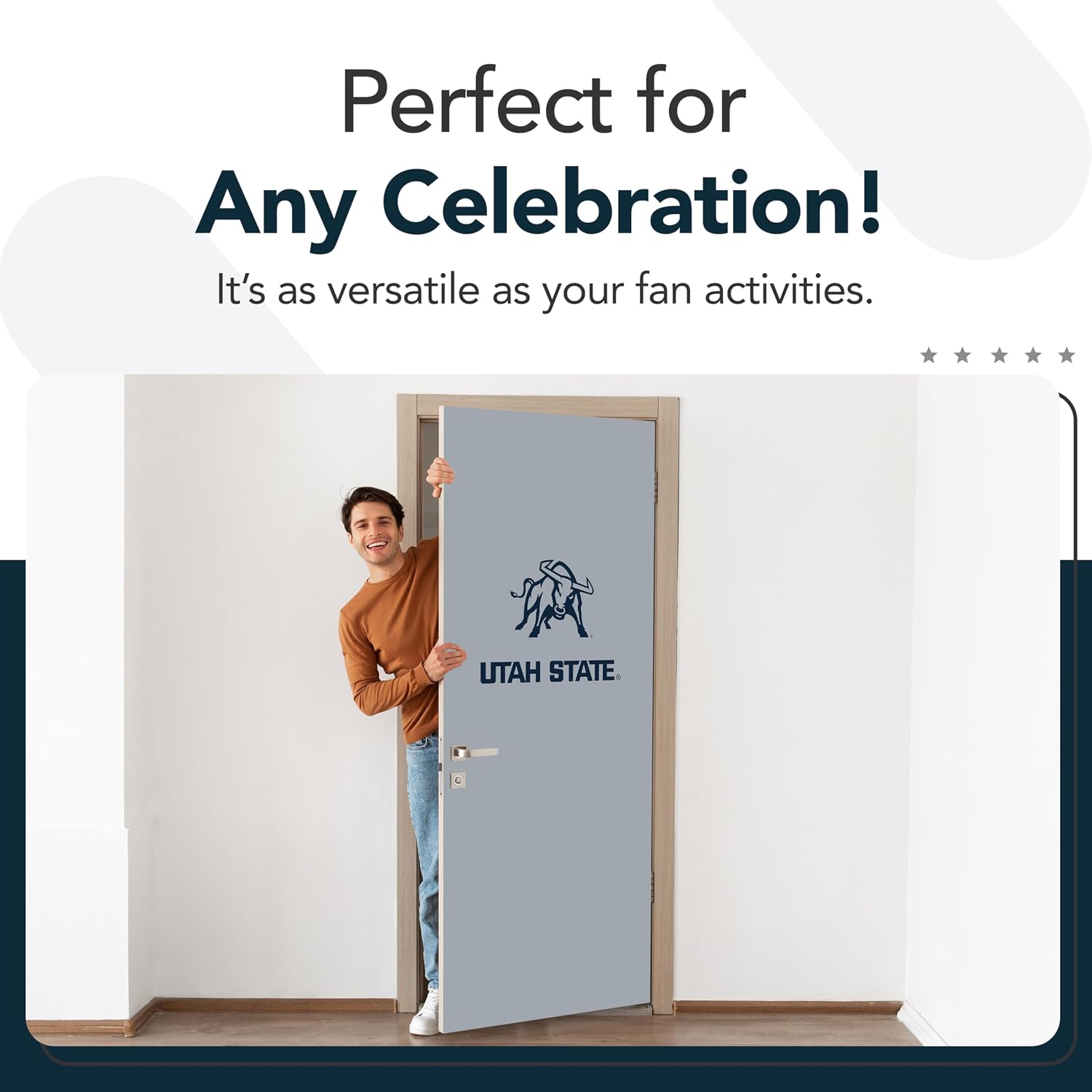 Utah State Aggies College Sports Printed Front Door Banner - NCAA Licensed - Durable Vinyl - School Banner (Gray, Blue) (36" x 80")