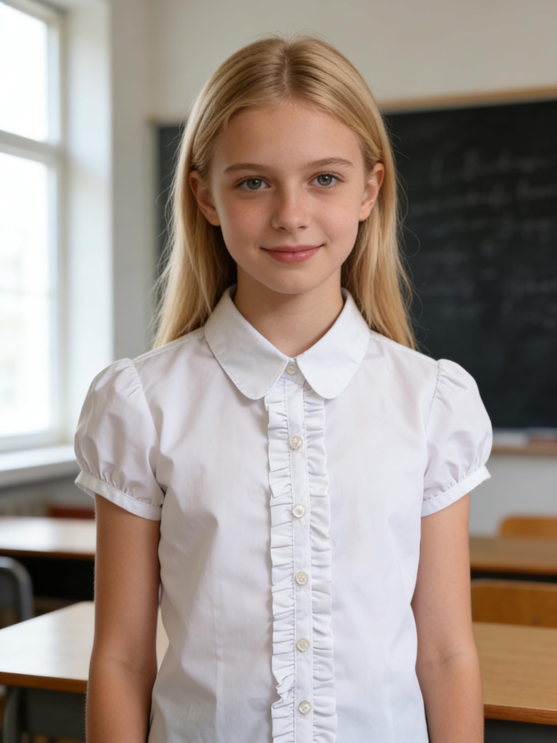 Bienzoe Ragazze Scuola Manica Corta Bianca Camicetta