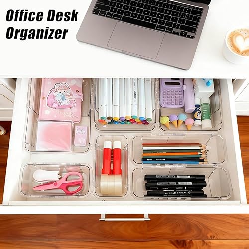 Miniatura 4 de Juego de 15 organizadores de cajones extensibles, 2 tamaños ajustables, organizador de maquillaje de plástico transparente para maquillaje,