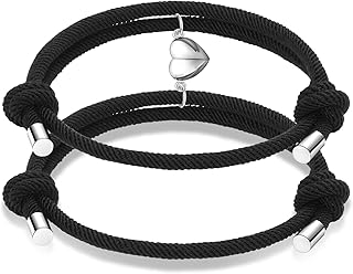 أساور متطابقة للأزواج من جيسامي، أساور متطابقة للأزواج والصديق والصديقة المقربين، مصممة بحلية مغناطيسية على شكل قلب، أساور للجذب المتبادل والحب الأبدي