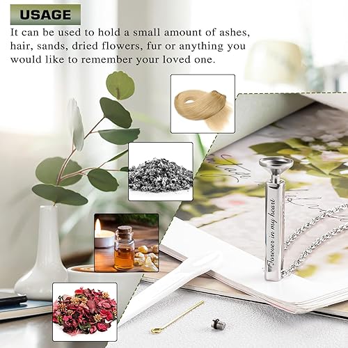 Miniatura 5 de abooxiu Collar de urna para cenizas humanas, joyería de cremación para cenizas, collar de cenizas de recuerdo de acero inoxidable, collar de urna