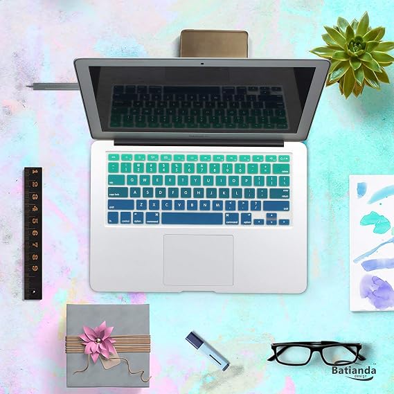 Batianda New Ombre Color Keyboard Cover Protector Silicone Skin for Old Version MacBook Air 13 MacBook Pro 13 15 17 (with or w/Out Retina Display) - Gradient Green