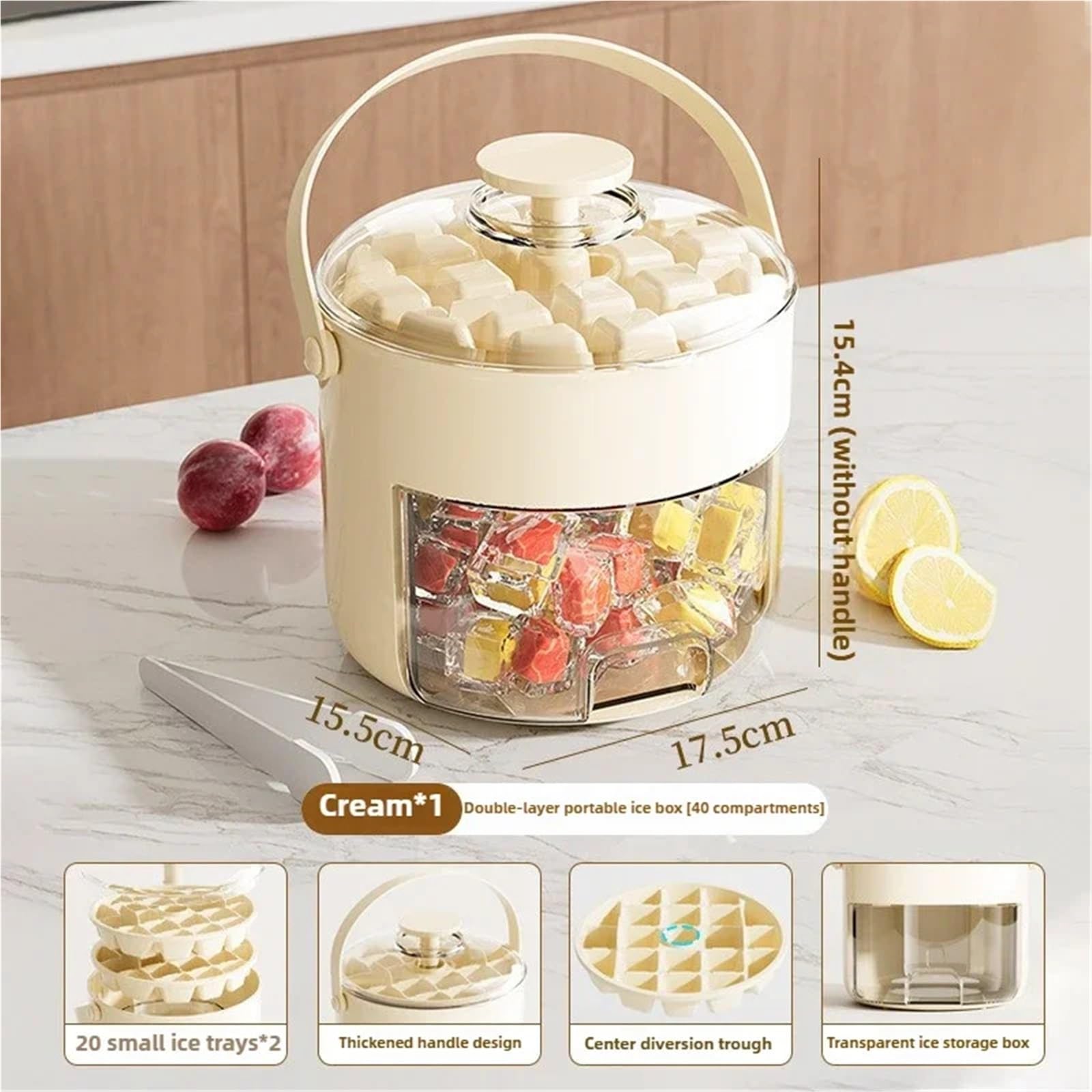 Molde Para Cubitos De Hielo Molde for cubitos de hielo de dos capas con tapa, gran capacidad, for guardar whisky, cócteles y crema.(Milk White-2PCS)