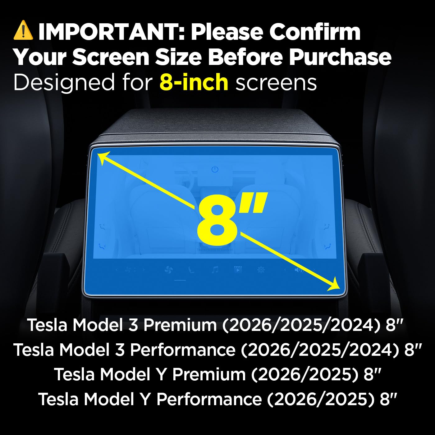Spigen Glas.tR Slim Schutzfolie kompatibel mit Tesla Model 3(2026-2024), Model Y(2026/2025) Für Hinten Display, 8 Zoll, Blendschutz, Anti-Fingerabdruck, 9H Härte Folie