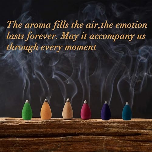 Miniatura 4 de Sukh Conos de incienso de reflujo para cascada  Conos de incienso perfumados en cascada, 120 conos de incienso para quemar humo de reflujo, 9 conos