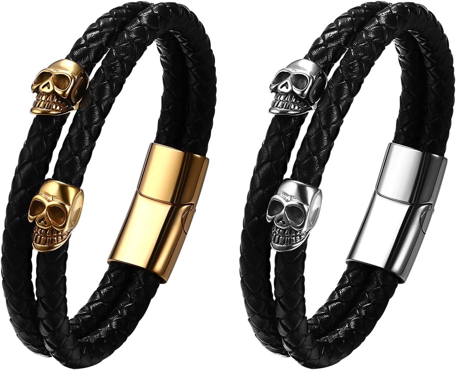 Aroncent 𝗚𝗶𝗳𝘁𝘀 𝗳𝗼𝗿 𝗠𝗲𝗻 Leather Bracelets: Infinity Cross Skull Dagger Multi-Layer Braided Mens Bracelet Wristband Christmas Valentine's Day Gifts for Boyfriend Husband Dad Son Grandson