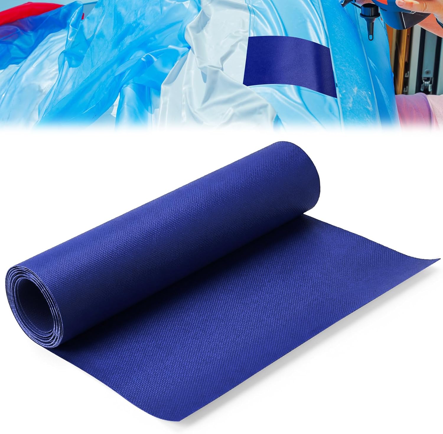 Vinyl Repair Patch Roll 1ft x 10ft, Waterproof Pool Repair Roll Heavy Duty Self Adhesive Inflatable Repairs Patch for Air Mattress, Pool Float, Bounce House, PVC & Vinyl Repairs(Blue)