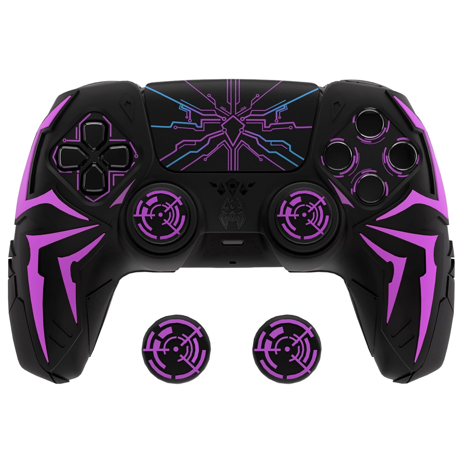 PlayVital Design for ps5 Controller Silicone Case with 2 Thumb Grips and 6 Sticker Cyber Spider Design Anti-Slip