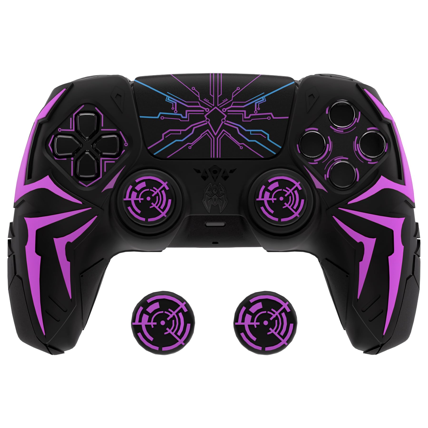PlayVital Design for ps5 Controller Silicone Case with 2 Thumb Grips and 6 Sticker Cyber Spider Design Anti-Slip