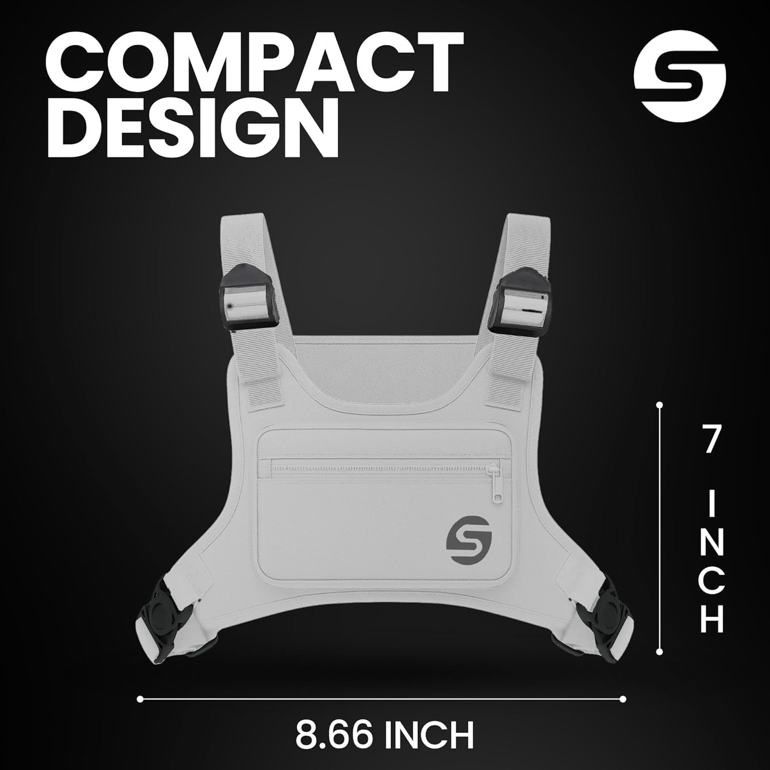 Running Chest Pack for Men Women with Collapsible Water Bottle, Water-Resistant Adjustable Chest Pack with Reflective Back for Cycling, Hiking, Workouts, with Phone Holder and Extra Storage