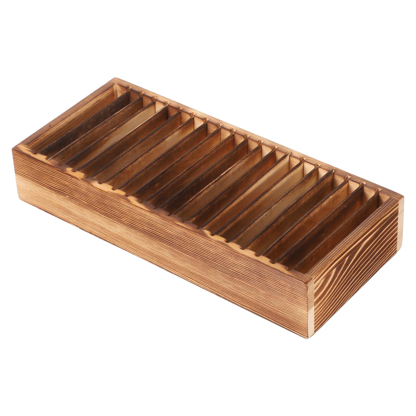Boîte à Cartes de Visite Bois Rangement de Bureau avec Compartiments Amovibles Organisateur de Fiches pour Homme et Femme