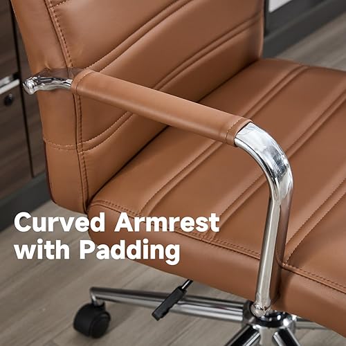 Miniatura 5 de Silla de escritorio de oficina, sillas de cuero para sala de conferencias con ruedas, sillas de oficina ejecutivas modernas, altura ajustable, silla