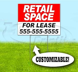Retail Space for Lease Customizable (18"x24") Corrugated Plastic Yard Sign, Bandit, Lawn, Decorations, New, Advertising, USA