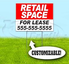Retail Space for Lease Customizable (18"x24") Corrugated Plastic Yard Sign, Bandit, Lawn, Decorations, New, Advertising, USA