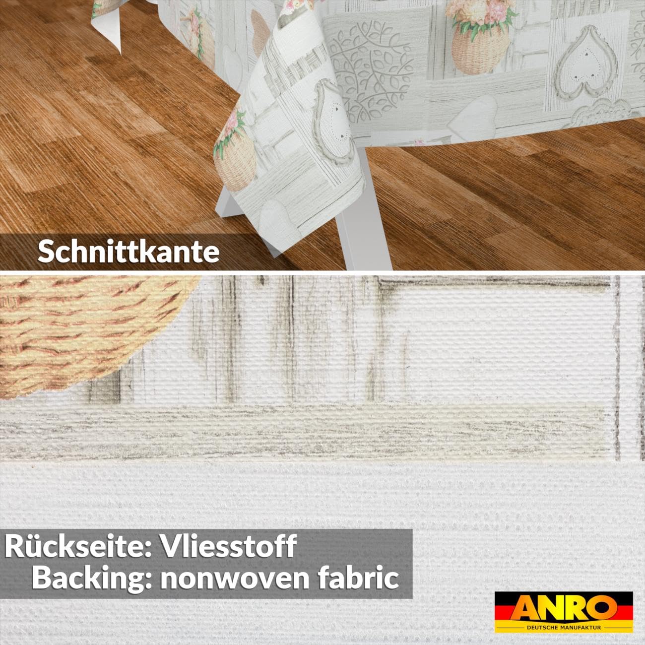 Wachstuch Tischdecke abwaschbar Wachstischdecke pflegeleicht Lotuseffekt Outdoor Gartentischdecke Landhaus Blumen 240 x 140 cm (Rechteckig)