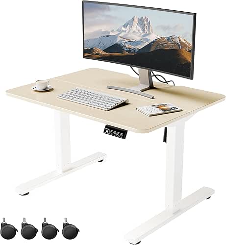 ERGOMAKER Low Height Adjustable Desk with Lockable Wheels, Lifts 18.9"-29.5",