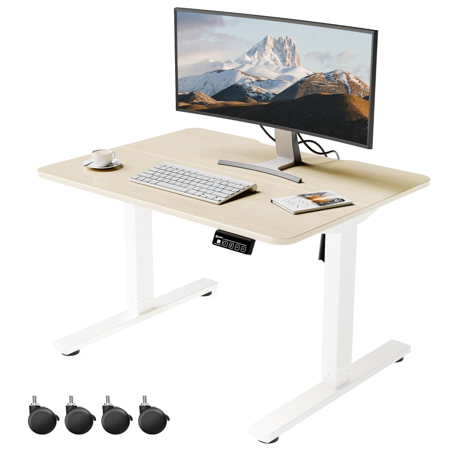 ERGOMAKER Low Height Adjustable Desk with Lockable Wheels Lifts 18 9-29 5 31 5 x 23 6 Electric