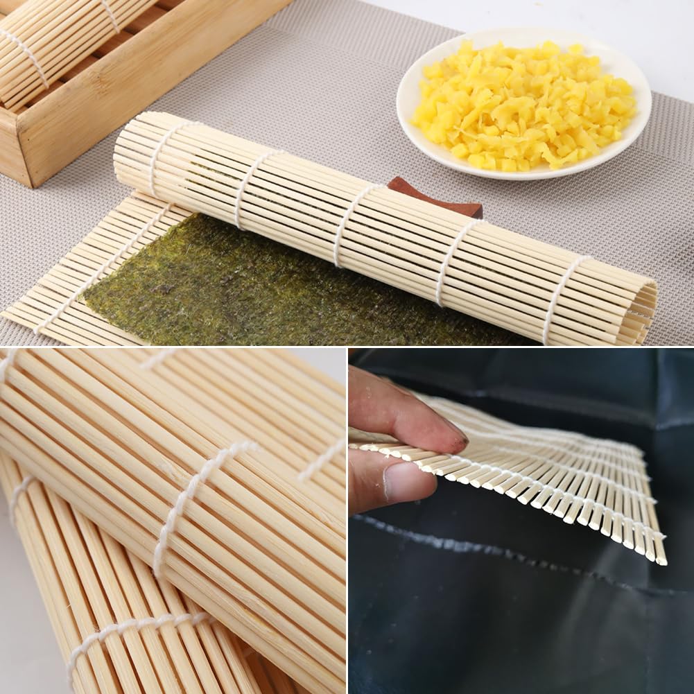 Bamboo Sushi Rolling Mat – Sushi Maker Kit, 11x11 Inch Sushi Bazooka For Home Use - View #3