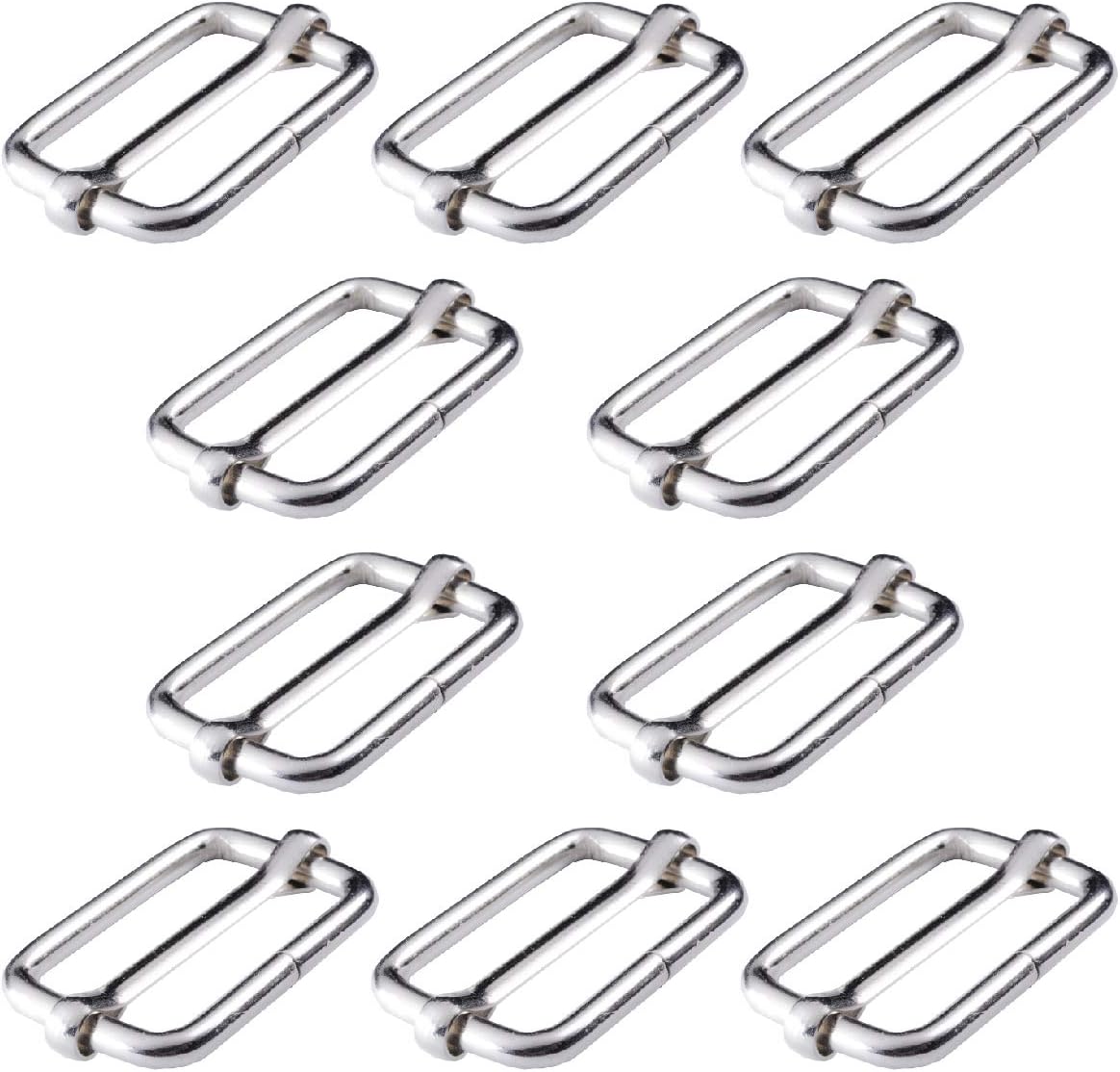 BEADNOVA Adjustable Slide Buckle 1 Inch Triglide Slides Metal Webbing Slider For Strap Belt Backpack Handbag DIY (10 Pieces, Silver Color)