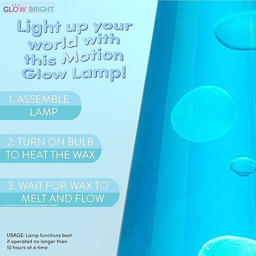 Miniatura 3 de Glow Bright Lámpara retro brillante de 16 pulgadas con base plateada, cera líquida azul y blanca, lámpara novedosa y decoración del hogar para