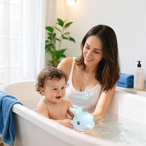 Miniatura 5 de Juguetes de baño, delfín iluminado, juguetes de baño para bebés de 6 a 12 años, de 12 a 18 meses, juguetes musicales recargables con aspersores,