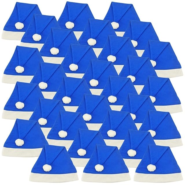 Lote de 30 Gorros de Navidad Gorro de Invierno Papá Noel Felices azul M1